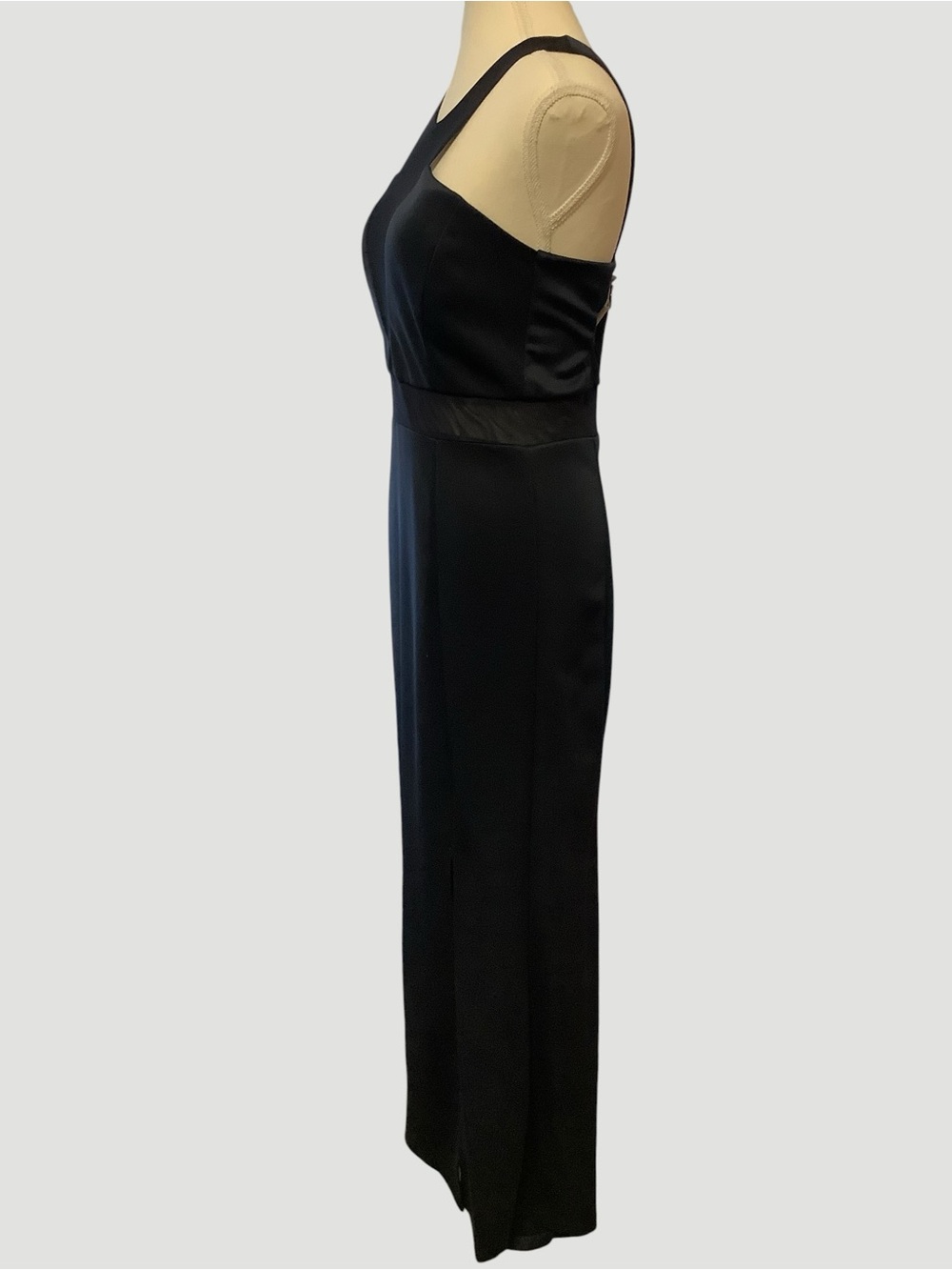 Le Château Navy Blue Mesh Insert Maxi Dress Size M - Picture 2 of 13